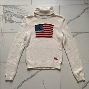 Vintage 1990s 90s Ralph Lauren Sport American
Flag Knit Sweater